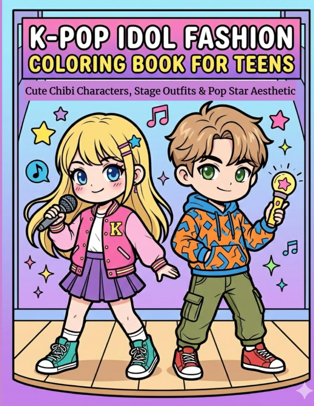 K-Pop Idol Fashion Coloring Book for Teens: Cute Chibi Characters, Stage Outfits & Pop Star Aesthetic