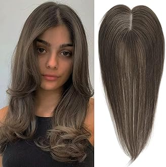 Hair Toppers for Women Real Human Hair,14inch Hairs Topper for Women No Bangs Top Extensions Pieces for Thinning Hairs Upgrade Lace Base 6#