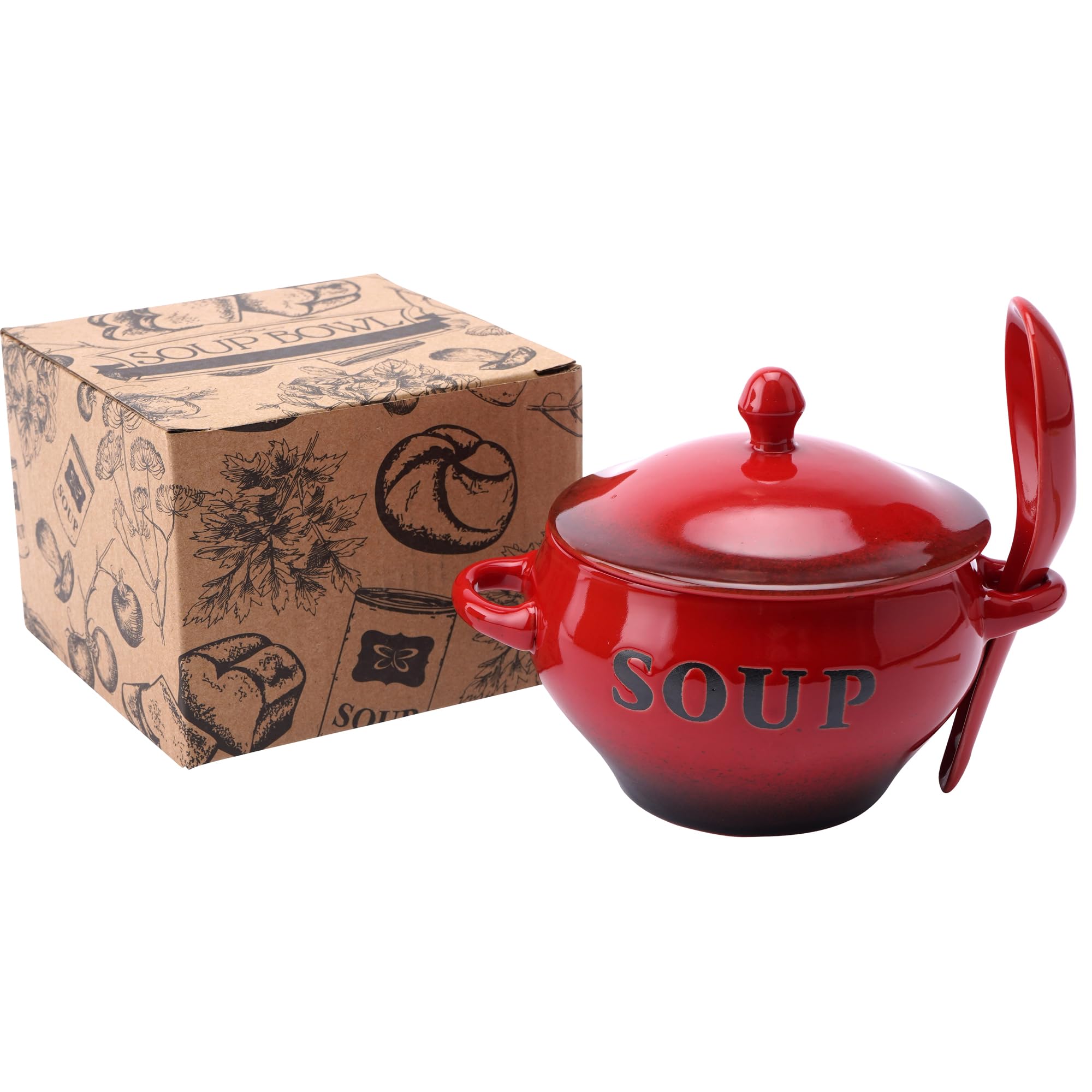 Bol à Soupe Rustique CGB Giftware - Set Avec Assiette Et Cuillère - Style Cottage Gris - Micro-ondes Et Lave-vaisselle Safe