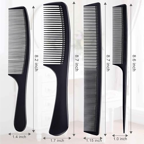 Miniatura 7 de 4 peines para mujeres y hombres, juego de peines de fibra de carbono negro de alta calidad para burlas y despedidas, peines profesionales para