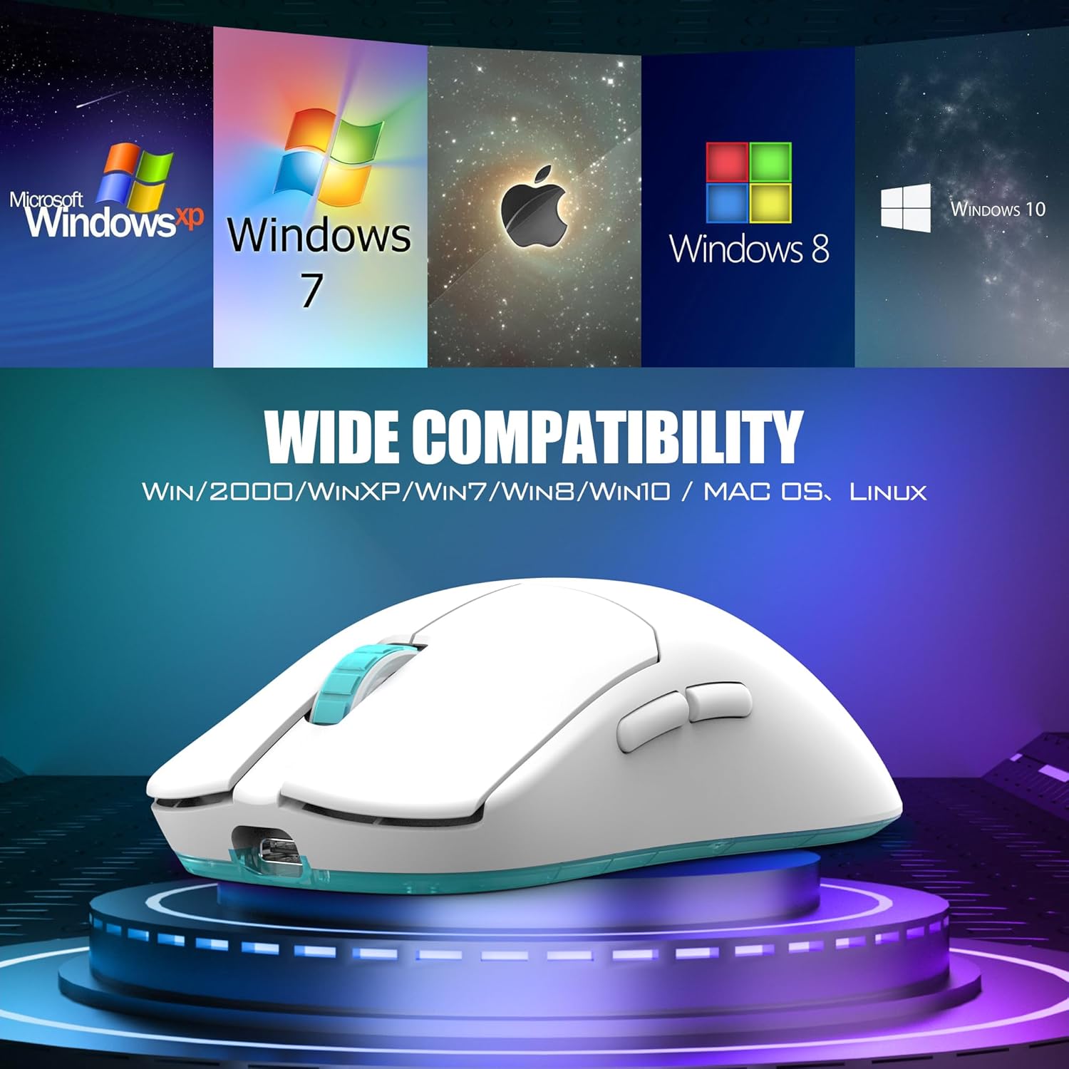 RedThunder M10 Wireless Gaming Mouse,54g Ultra-Lightwieght Rechargeable Mice, Dual Connectivity (2.4GHz RF, Wired),10K DPI HyperSpeed Sensor, for Esports/FPS Gaming/Laptop/PC/Mac/Windows, Matte White