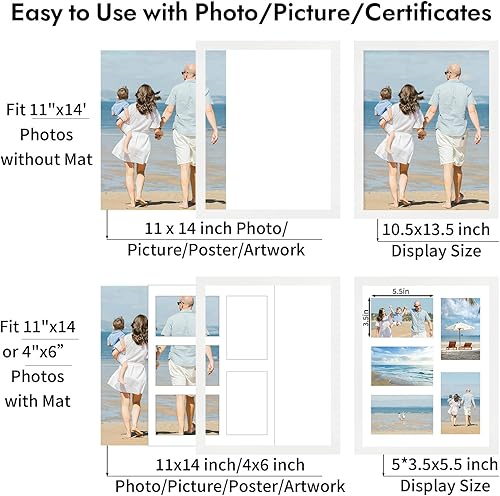 Miniatura 4 de Portarretratos de 4 x 6 pulgadas, 100% madera maciza con vidrio, fotos de 3.5 x 5 con paspartú o 4 x 6 sin paspartú para mesa y pared, horizontal y