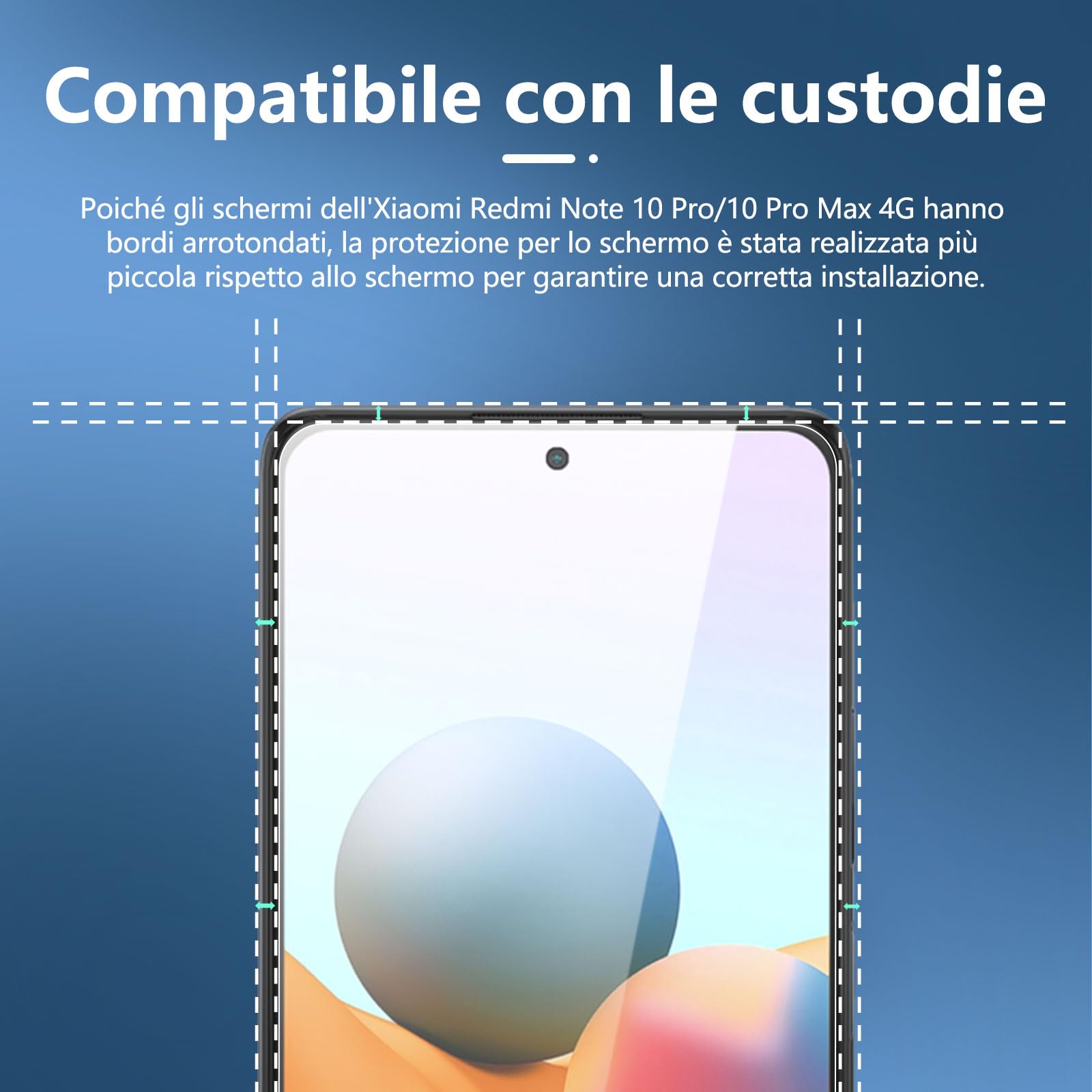 NEW'C 3 Pezzi, Vetro Temperato per Xiaomi Redmi Note 10 Pro, Note 10 Pro Max 4G, Pellicola Prottetiva, Senza Bolle, Durezza 9H, 0,33mm Ultra Trasparente, Ultra Resistente
