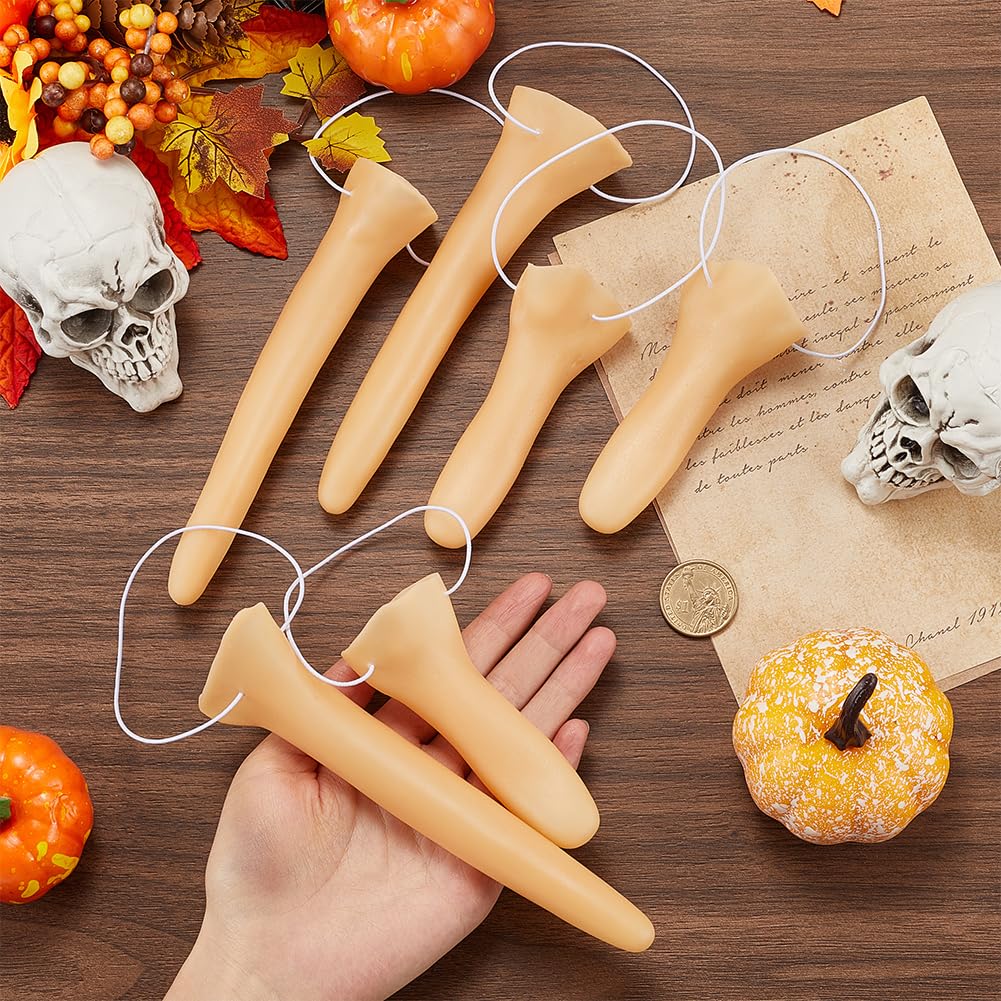 CREATCABIN 6 Pcs Halloween Fake Nose 2 Size Prosthetic Nose Costume Accessories Pointy Nose Extension Cosplay Party Supplies Prop Plastic Headset Soft for Witch Pinocchio 2.17x6.5,2.17x4.13 Inch - Image 3