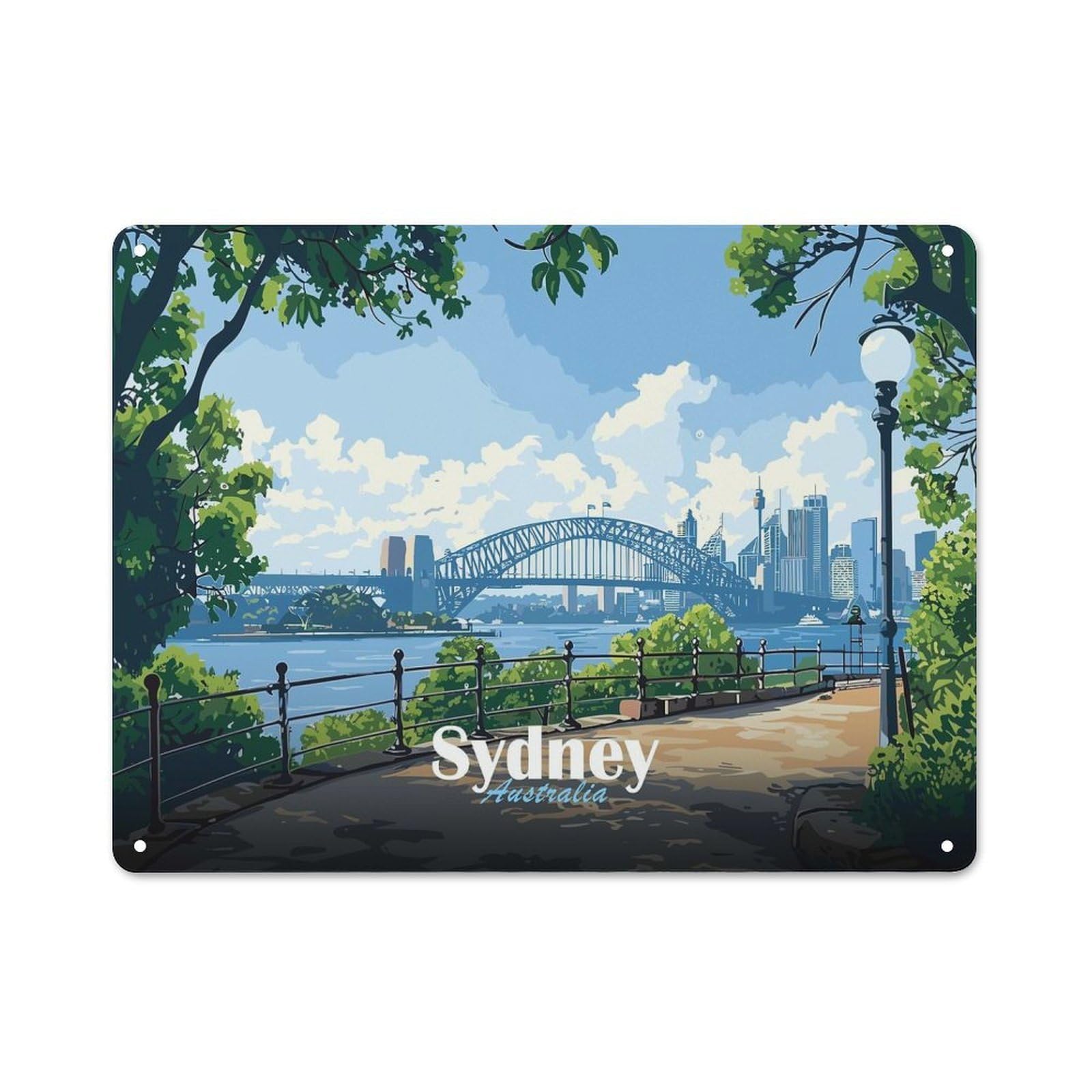 Junmoney Style-13 Nostalgic Sydney Harbour Bridge View Metal Wall Sign 30X40cm, Classic Pub Decor For Bar, Kitchen, Garage Or Games Room