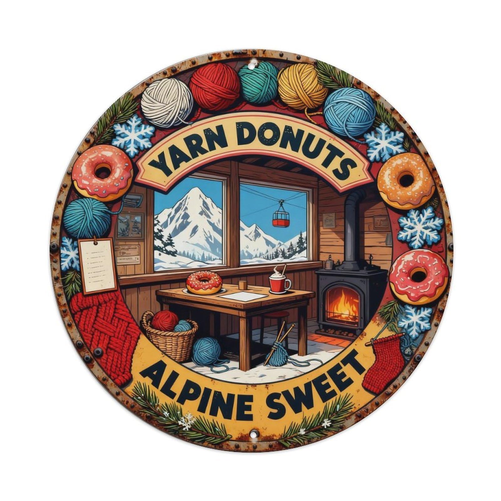 Yarn Donuts Sign Metal Tin Sign Plaque