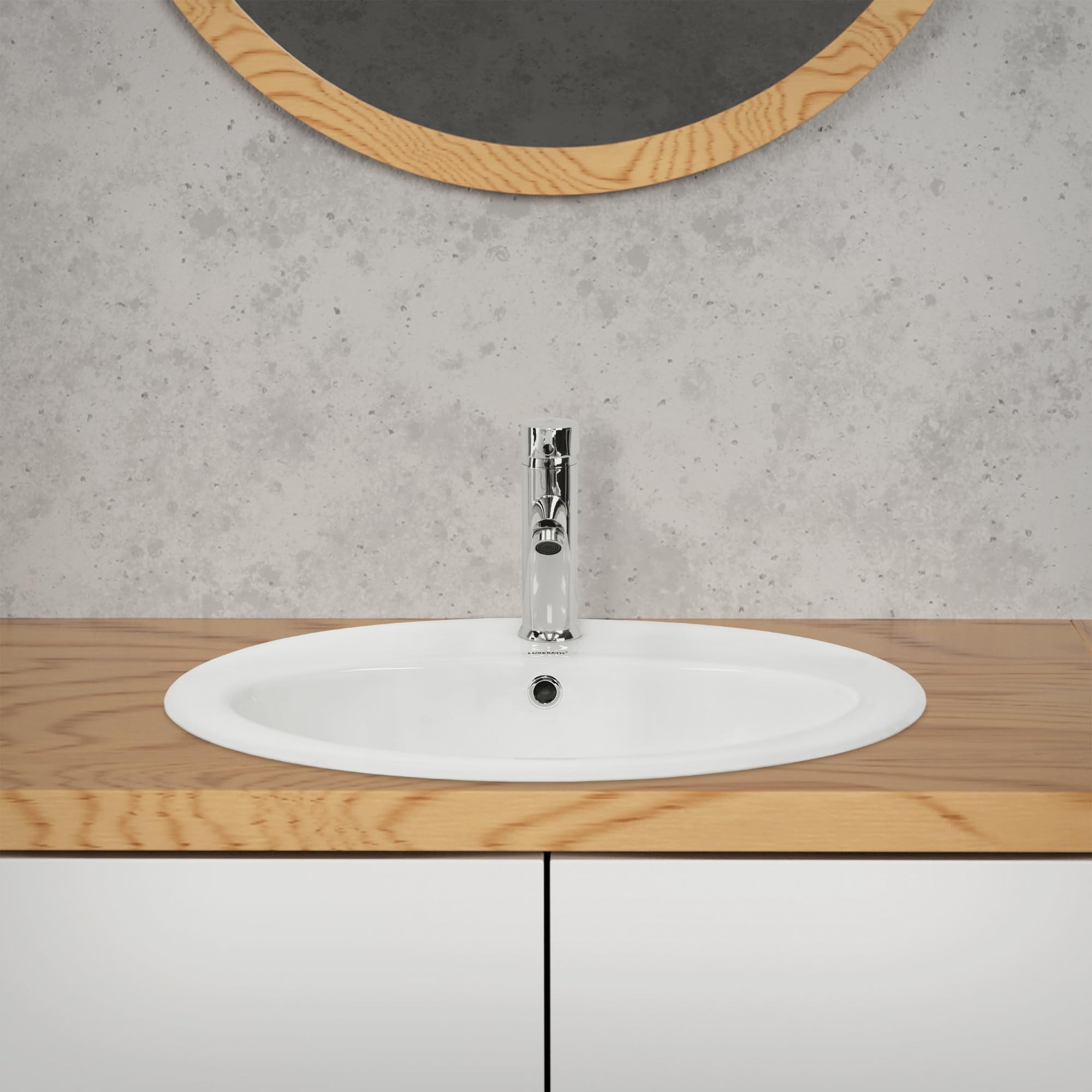 ML-Design Lavabo Encastrable 57x19,5x48,5cm Cerámica Diseño Ovalado Lavamanos Baño