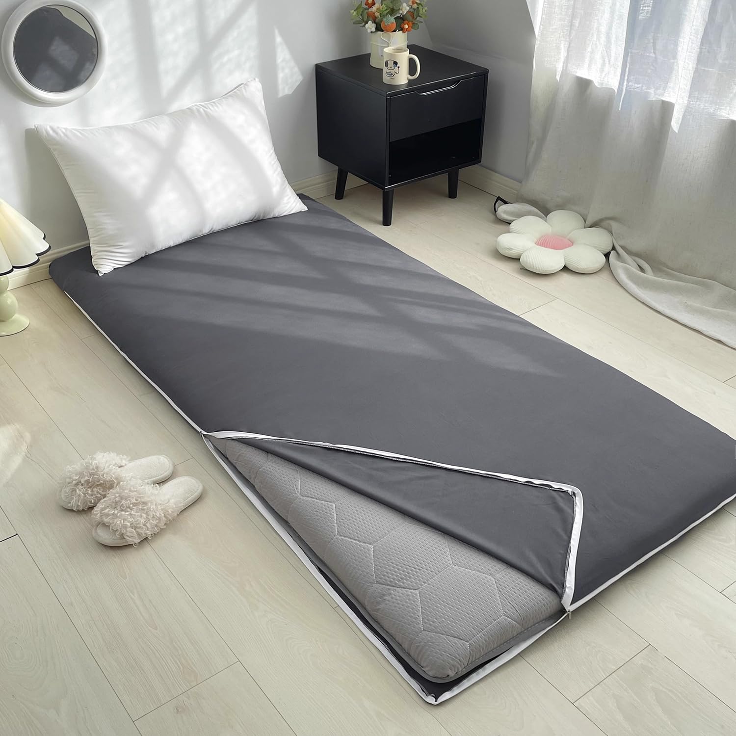 D,70x200cm, Colchón Futun con Cremallera Grande/Extra Grande Cubierta De Colchón De Colchón De Suelo Japonés Impresa Cubierta del Colchón De La Autocaravana del Dormitorio