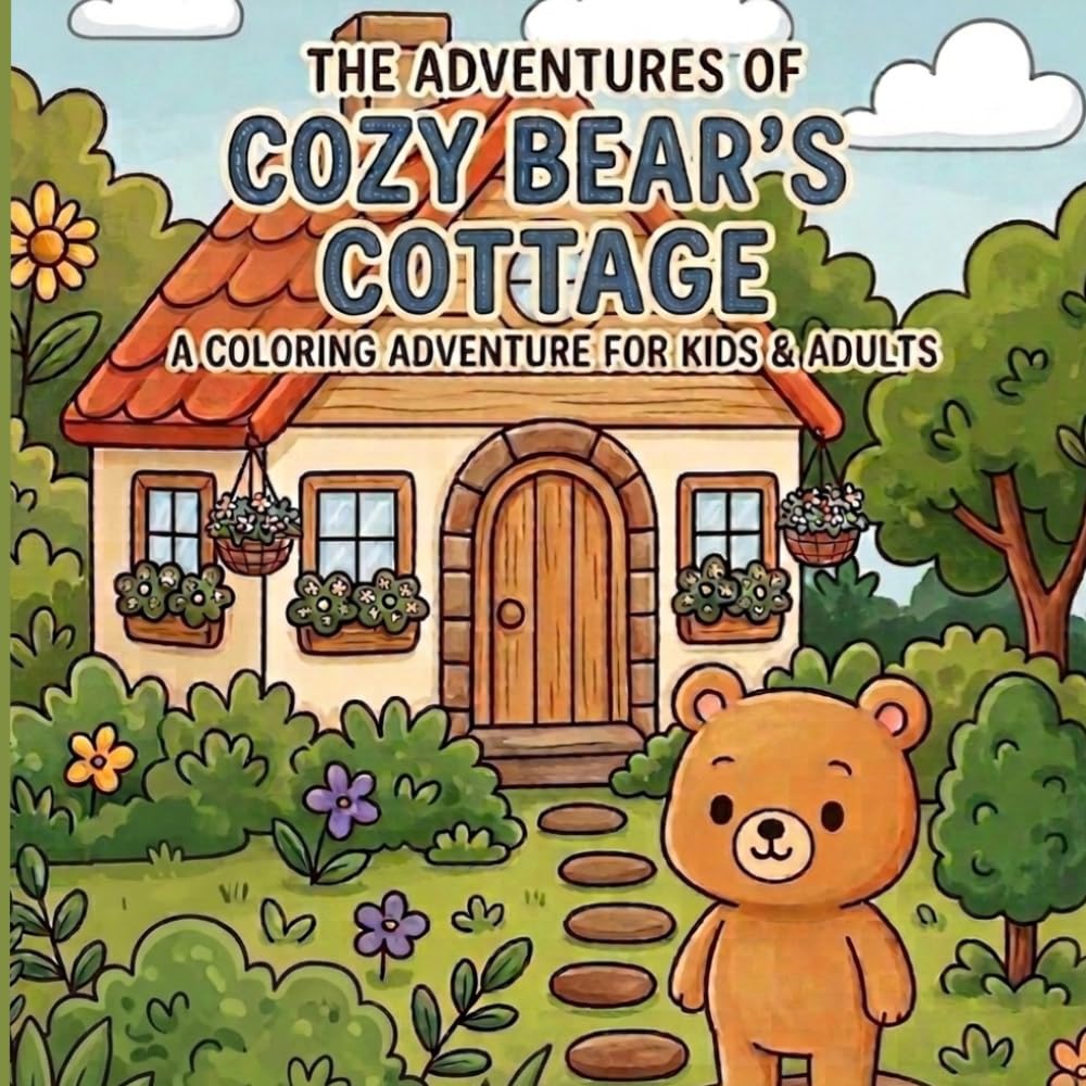 The Adventures of Cozy Bear’s Cottage: A Cozy Coloring Book for Kids & Adults