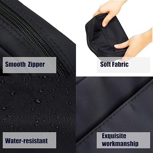 Miniatura 8 de Hekyip Bolsa de belleza rectangular, pequeña bolsa de maquillaje de viaje para bolso, bolsa portátil impermeable para cosméticos para mujeres (rojo