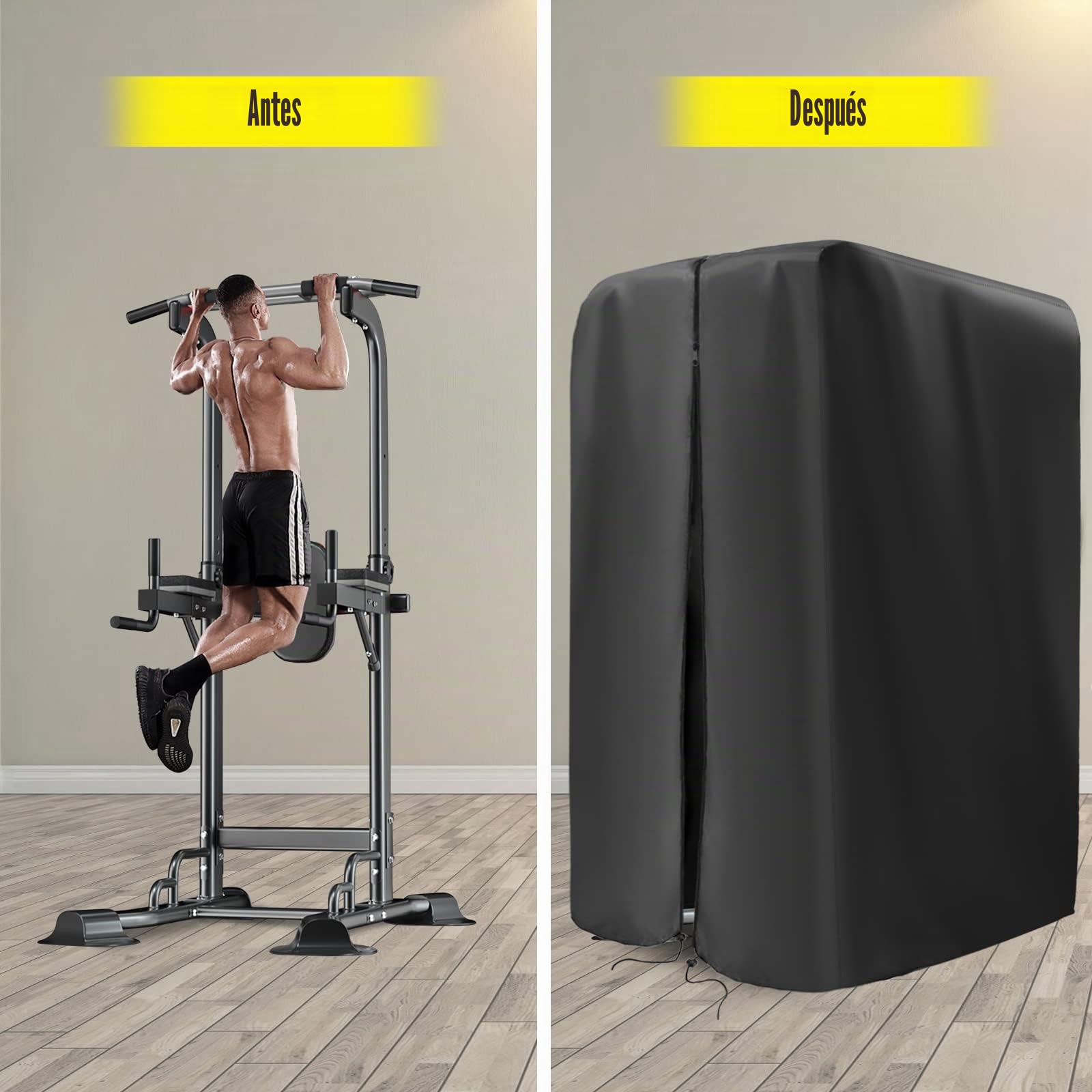 Kingling Cubierta de estación de barra de dominadas para soportes de inmersión de entrenamiento de fuerza en el hogar, cubierta protectora impermeable y a prueba de polvo, 102 x 107 x 163 cm