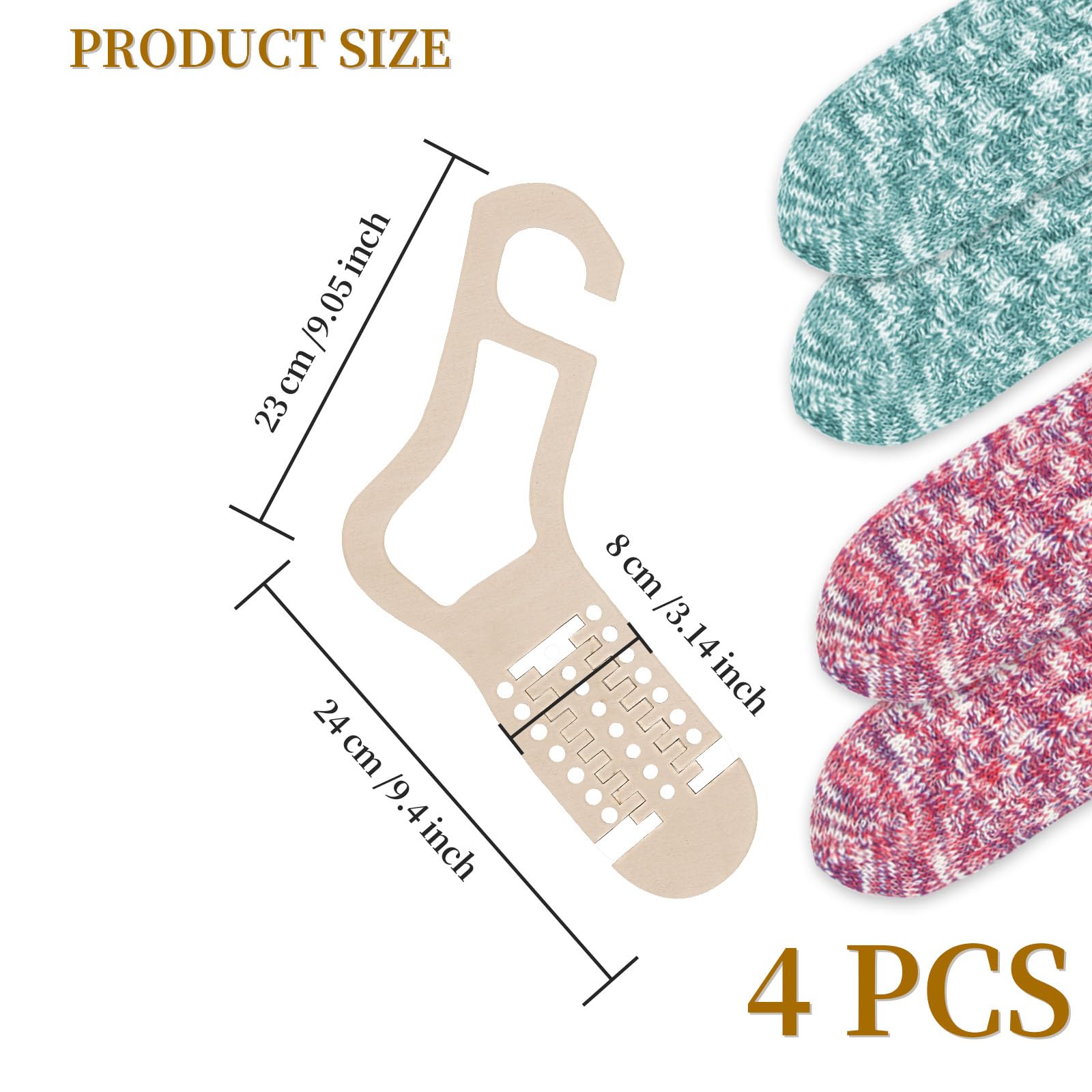 MDEOOSKY 4Pcs Sock Blockers for Knitting, Braiding Tool Wooden Sock Blockers Adjustable Thicken Knit Sock Ruler Tool for Knitting Crochet Stocking Display Knitters Beginners