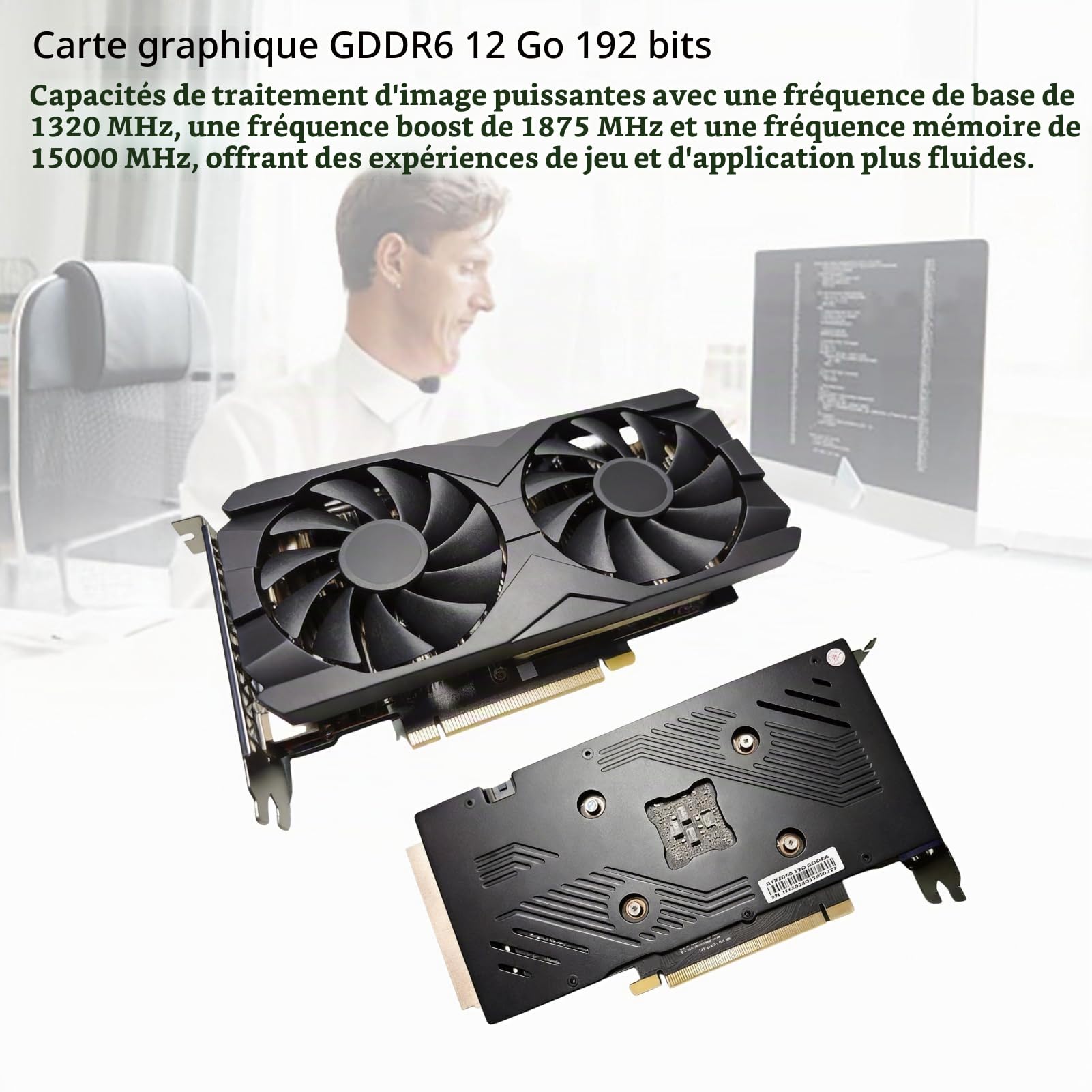 RTX 3060 12G Carte Graphique GDDR6 192 Bits pour Wins7/8/10/11