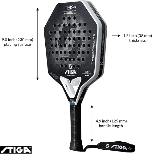 Miniatura 2 de Stiga Raqueta de pádel 18K Hard Cybershape de fibra de carbono, hoja de pádel defensiva para jugadores controlados de alta velocidad avanzados,