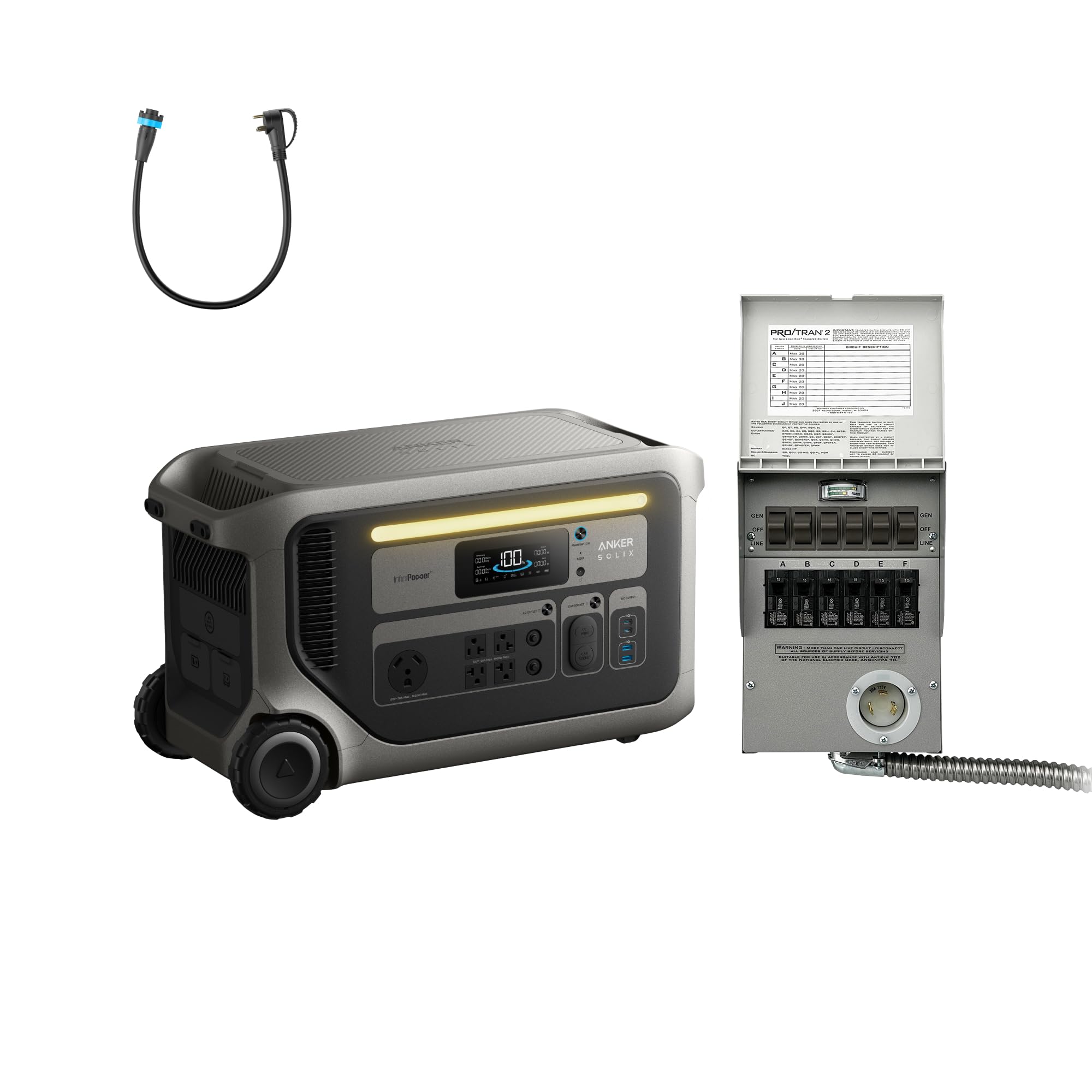 F3000 Portable Power Station with Home Backup Kit, 3,072Wh, 6,000W Recharging, Solar Generators for Home Use, Expandable to 24kWh, For Outages, Camping, RVs, Emergencies