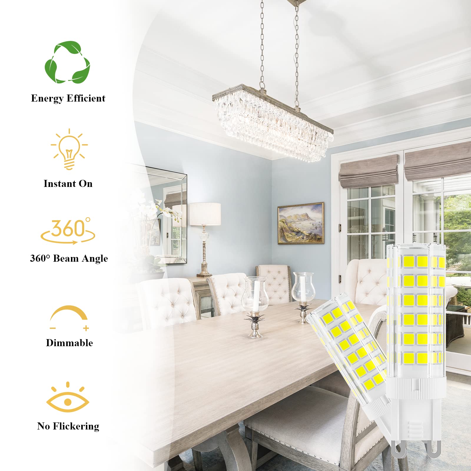 DiCUNO Lampadina dimmerabile G9 LED, Bianco freddo 5000K, 2,6W sostituzione per lampadine alogene 30W, 260LM, Lampada G9 230V, Perfetto per bagno, lampadario, Set di 6