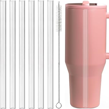 Replacement Clear Straw for HydroJug Traveler 40 oz Water Bottle;With 1 Cleaning Brushes,Transparent Straight Drinking Straw,Reusable Plastic Material,Dishwasher-safe,BPA-free,6 Pack Clear