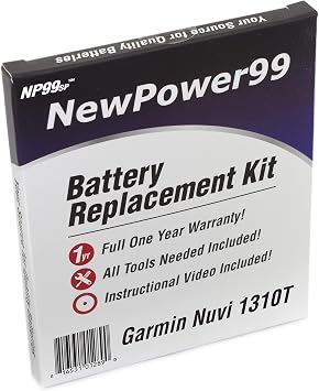 NewPower99 Battery Replacement Kit with Battery, Video Instructions and Tools for Garmin Nuvi 1310T