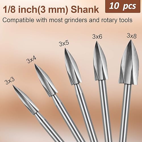 Miniatura 2 de Honoson Juego de 20 herramientas de tallado de madera, incluye accesorios de taladro de grabado HSS y fresas de fresado de madera de carburo HSS,