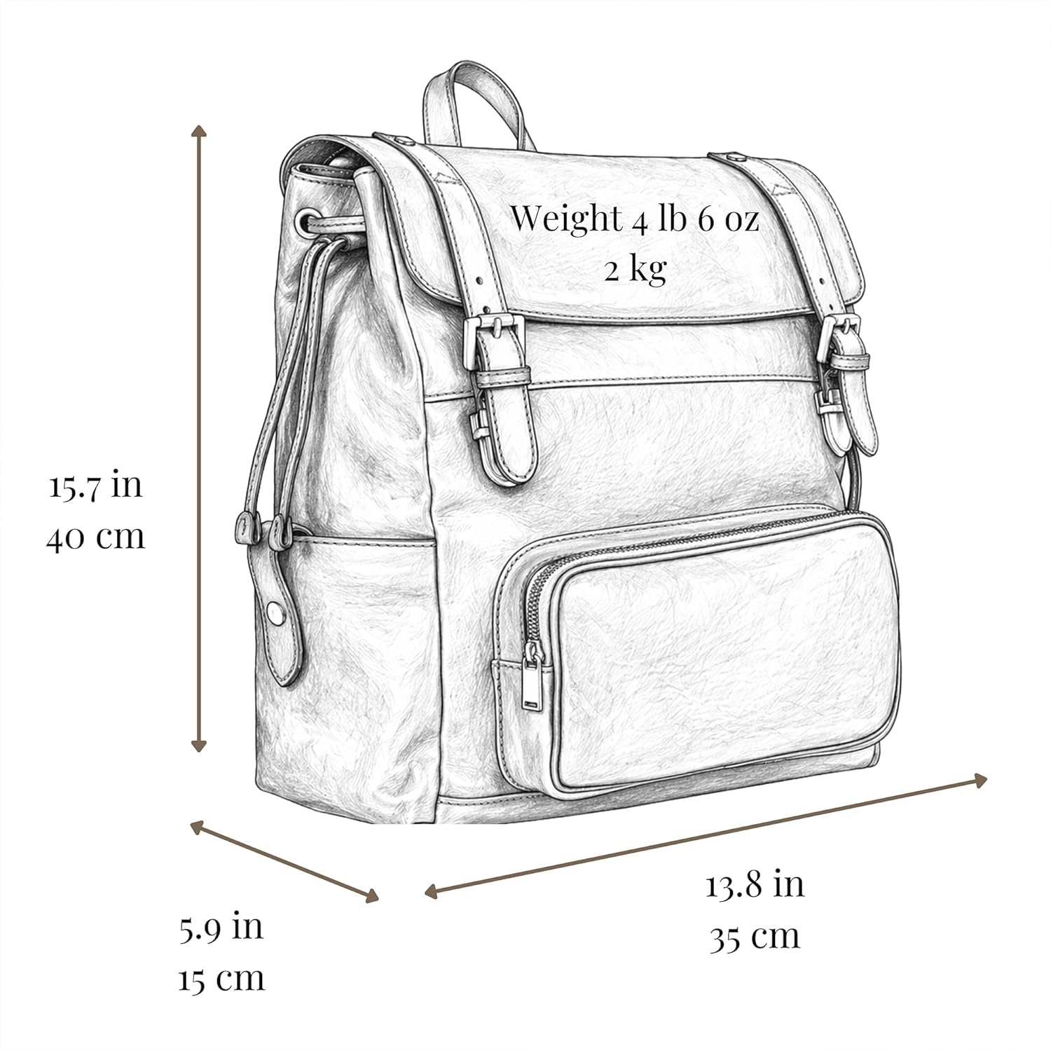Time Resistance Leather Backpack - Full Grain Real Leather Travel Bag and Carry-On Rucksack (Cognac Brown)