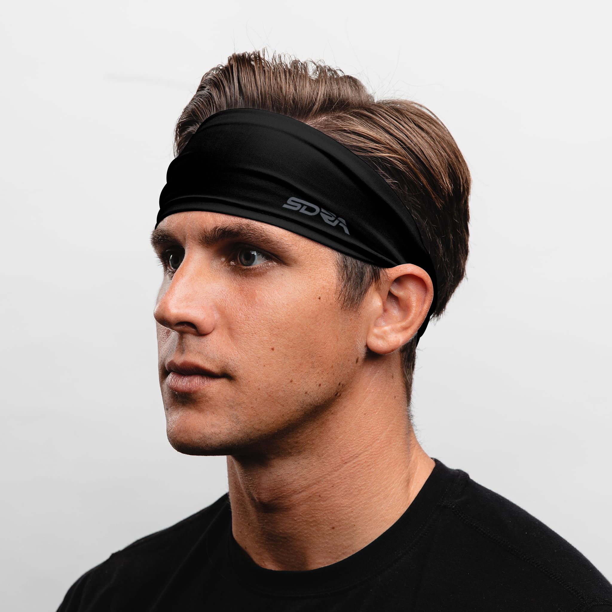 Suddora Solid Color Wide Headband/Sweatband - Workout, Football, Soccer, Yoga (Black)