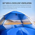 EchoSmile 3 Person Beach Tent Sun Shelter, UPF 50+ Beach Sun Shelter Canopy Tent, Lightweight & Portable Easy Set up for Camping & Parties,Blue