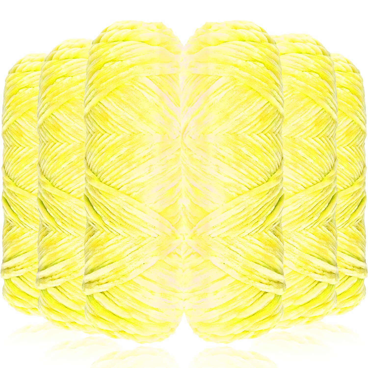 Exquilnova 6 Pack Chunky Yarn for Hand Knitting,Multiple Colors Chenille Yarn for Knitting & Crochet,Soft Chunky Wool for Blankets,Cushion,Scarves,Pet Beds,Bags,Hats,Sweaters(Bright Yellow)