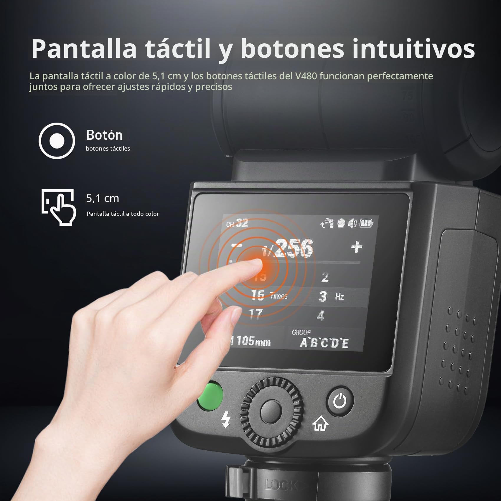 Godox V480 S V480-S TTL Cámara Flash Speedlite para Sony Cámaras | 2.4G GN50 HSS 1/8000s,Pantalla Táctil Flash Speedlight,Tiempo de Recarga de 1.7s,650 Full-Power-Blitze,7.2V 2200mAh Batería