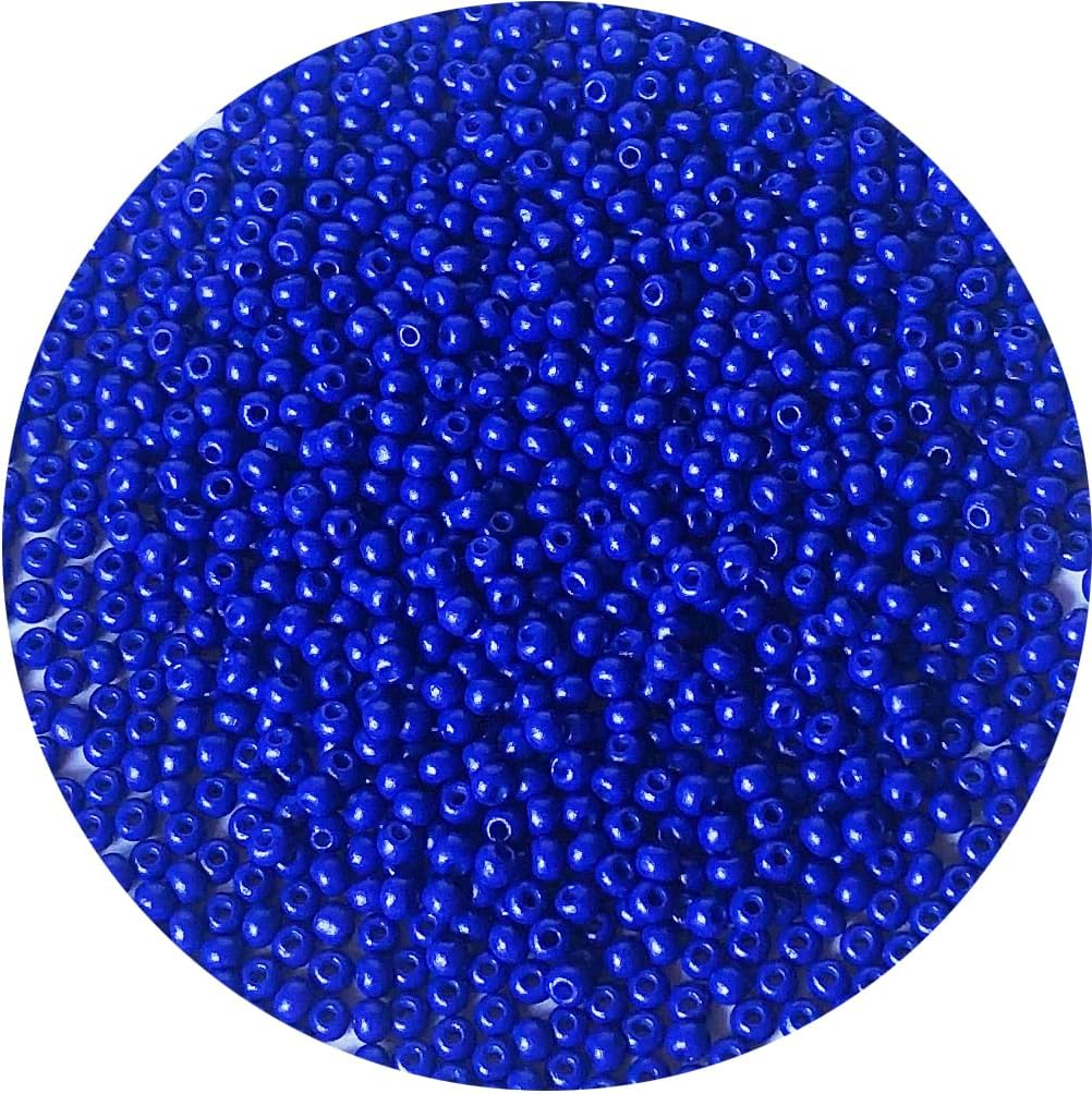 Size 3mm Dark Blue Color Seed Beads 4000pcs/100 Grams, 8/0 Round Glass Craft Beads for Making Jewelry Earring Bracelets Necklace