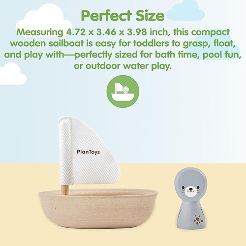 Miniatura 2 de PlanToys Sello de velero - Juguete de baño - Juguete de agua para niños - Juguete de baño para bebé a partir de 1 año - Set con velero y sello
