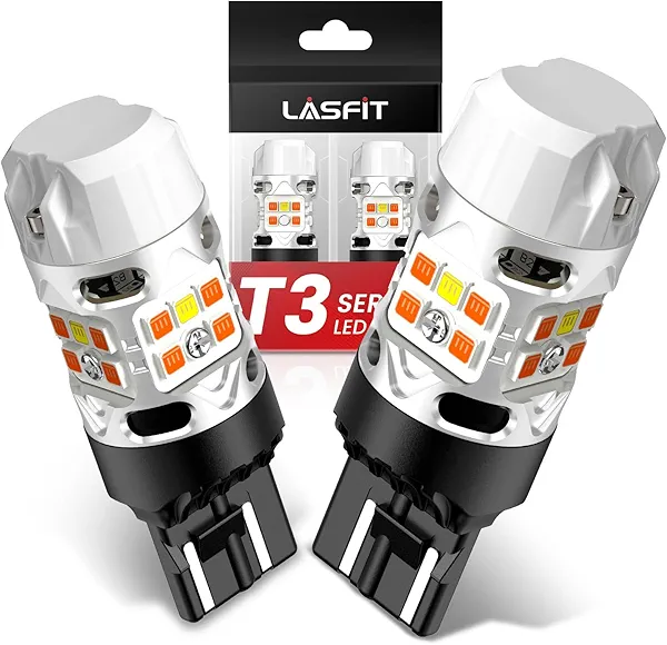 LASFIT Switchback LED Bulb for Toyota Tacoma 4TH Gen 2024-2025 T3 7443 7444na Front Turn Signal Parking Light Built in Resistor 100% Error Free White Amber (2pcs)