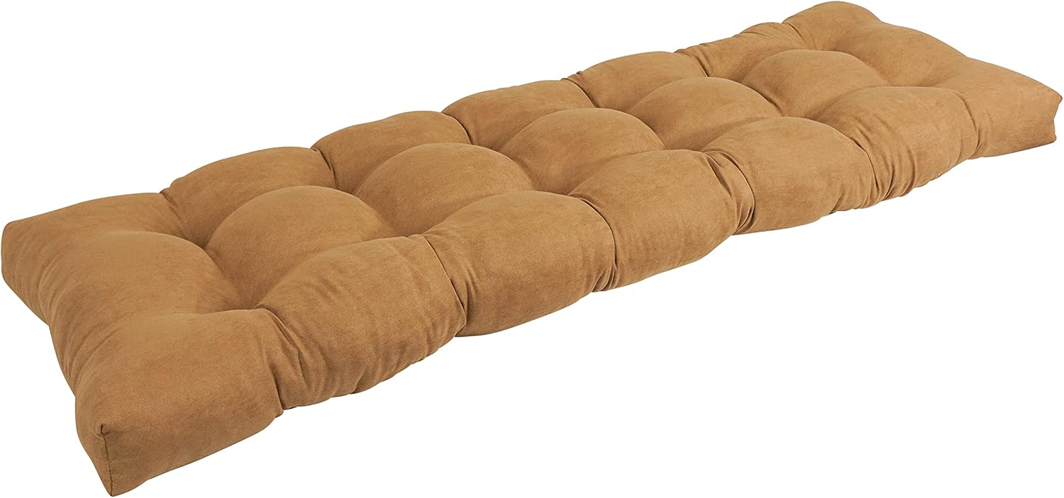 Blazing Needles Microsuede Tufted Bench Cushion, 60 x 19, Camel