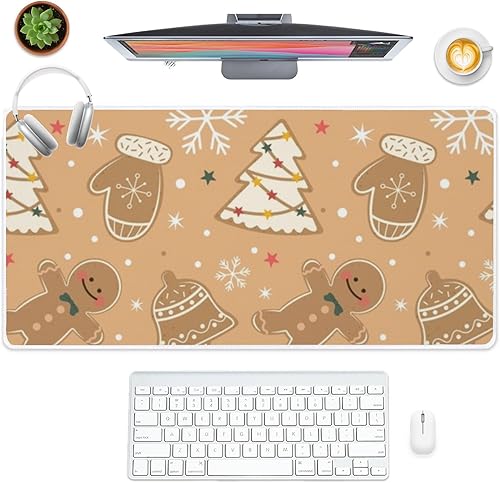 Yummy Vintage Gingerbread Mouse Pad Large Gaming Keyboard with Non- Slip Rubber Base Smooth Face Dry Erase Desk Pad Large Mousepad Desk Decor Girl