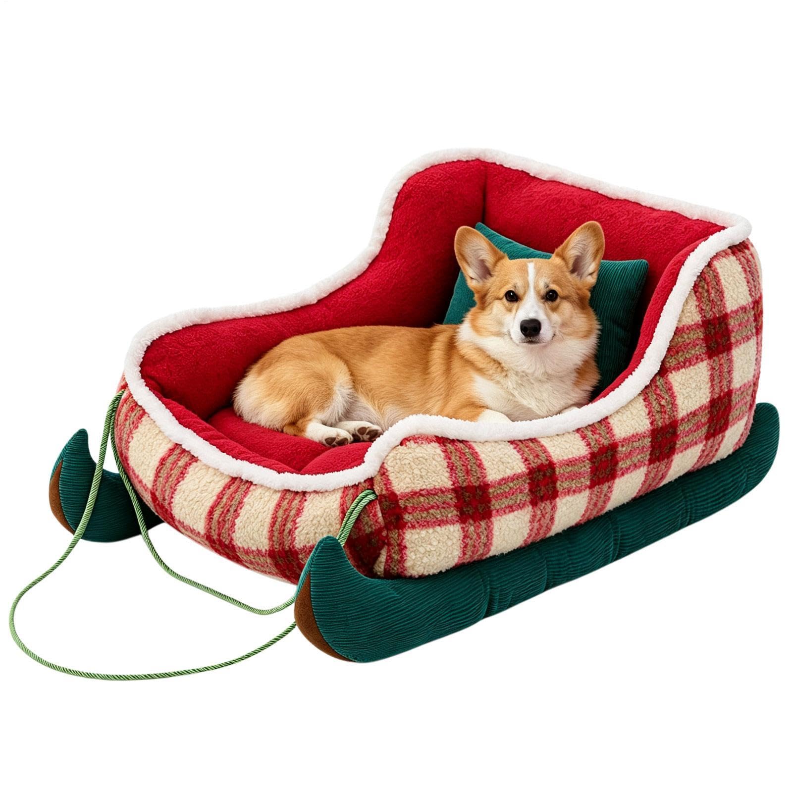 Cama navideña para perros y gatos, sofá de felpa para