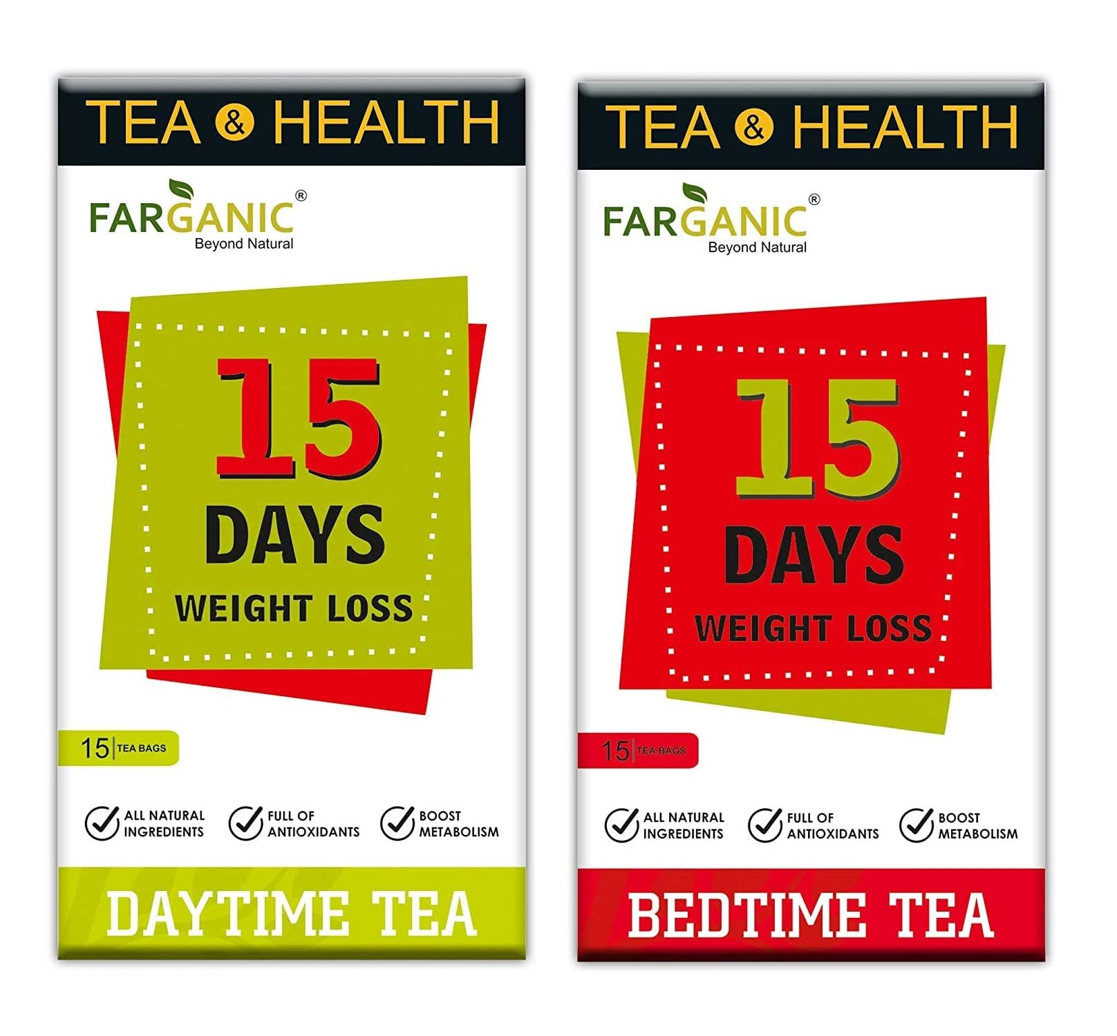 FARGANIC 15 Days Weight Loss Green Tea. 100% Natural And Herbal. Day Time Tea, Bed Time Tea. Slimming Tea. 30 Tea Bags (15+15). Weight Loss. (Pack Of 4), 250 grams (B08HN9Z2NZ) Amazon Price History, Amazon Price Tracker