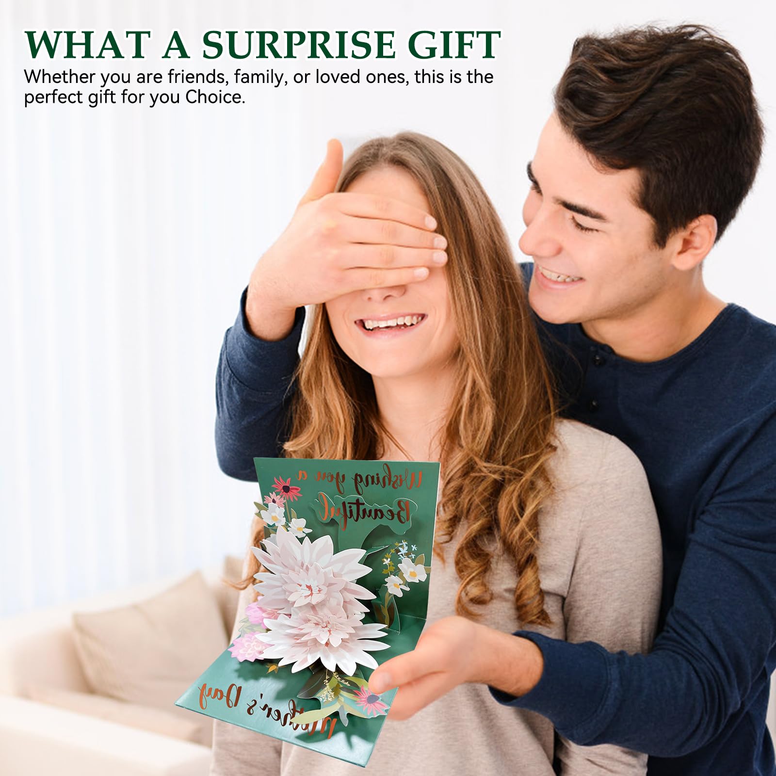 Birthday Flowers, Flower Card, Birthday Card, Pop Up Card, 3D Card, Card For Her, Card For Wife, Card For Mom