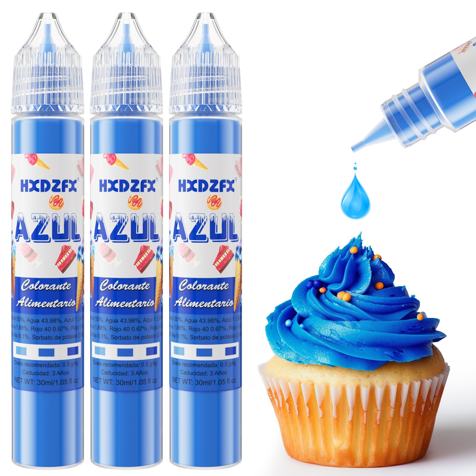 Colorante Alimentario Rojo - 30ml×3 Botellas Colorante Alimentario Alta Concentración Liquid Set para Repostería, Decoración de Tartas, Caramelos, Bebidas, Macarons — view 15