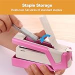 PaperPro inCOURAGE20 - 3 in 1 Stapler - One Finger, No Effort, Spring Powered Stapler - BCA Pink (1588)