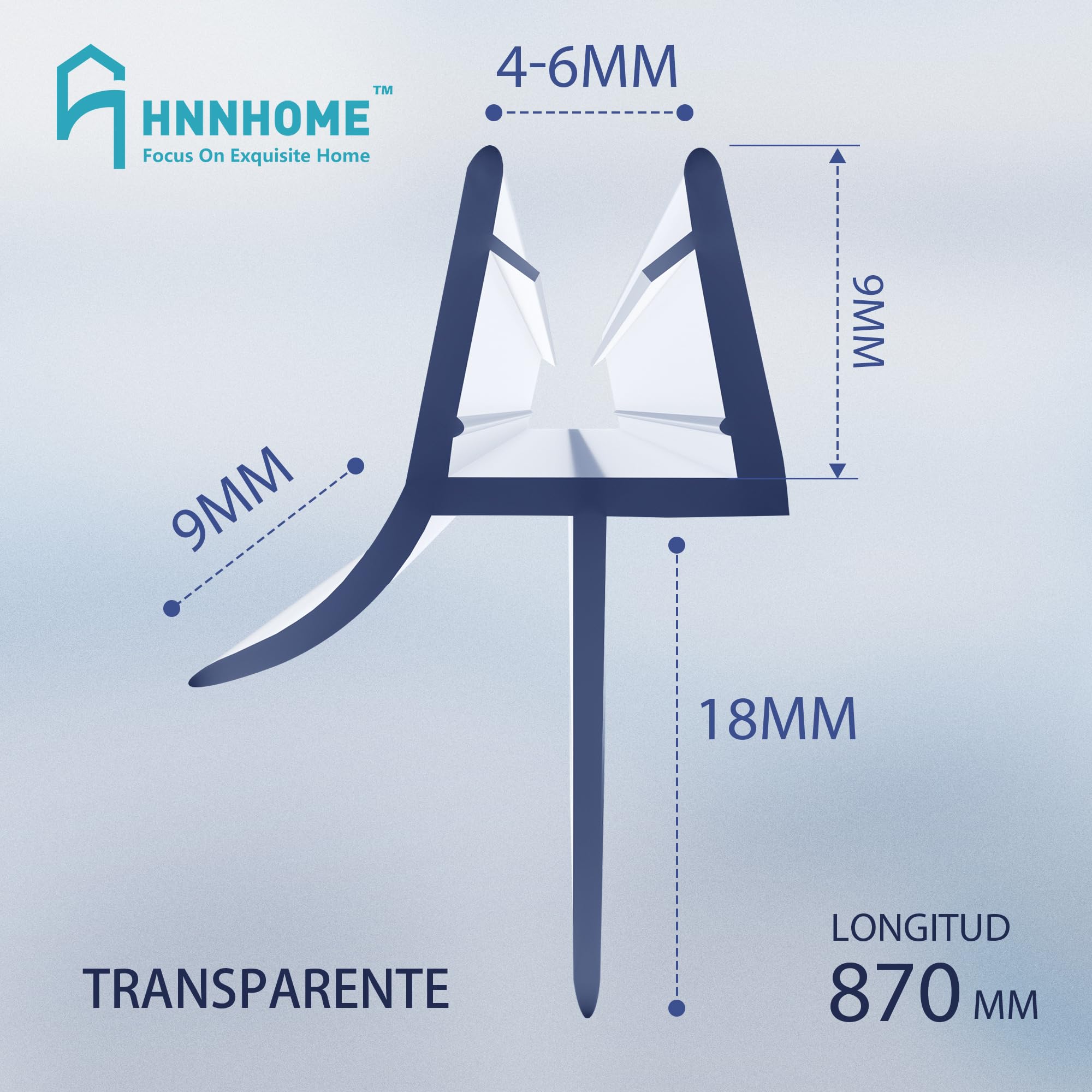 Junta para mampara de ducha HNNHOME de 4 a 6 mm, para vidrio recto o curvado, con separación de hasta 20 mm