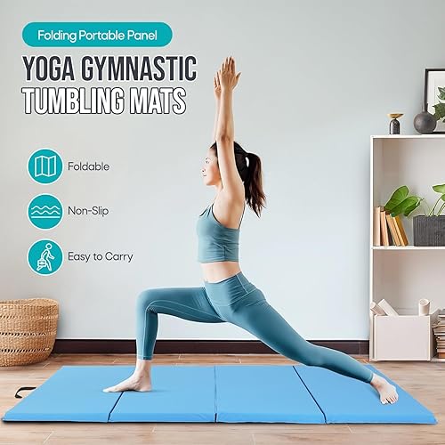 Miniatura 2 de Colchoneta de gimnasia con 4 pliegues, para interiores y exteriores, extra gruesa, de alta densidad, para gimnasia, gimnasio, plegable, esterilla de