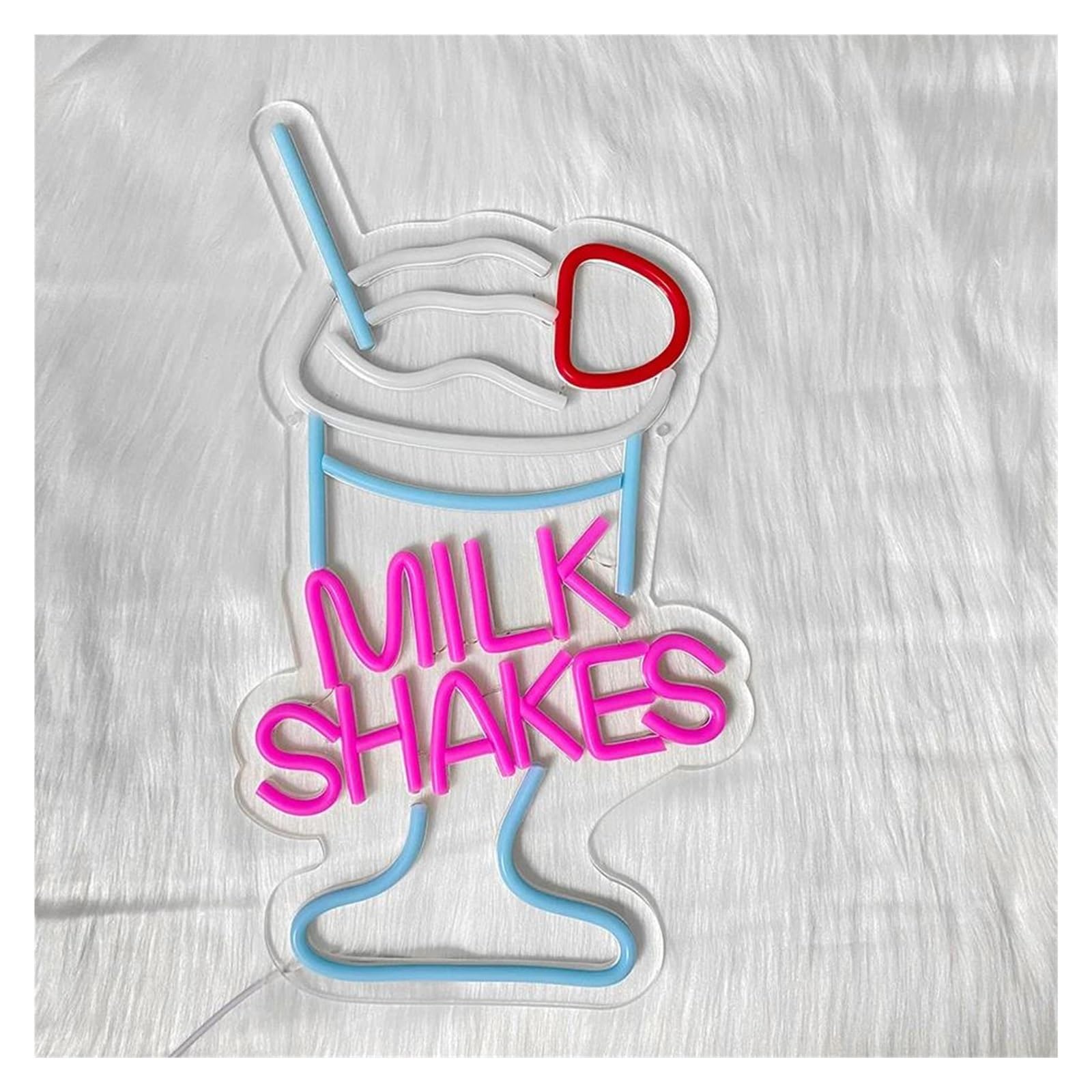 Insegna al Neon Milk Shakes Neon Signs Gelato, Cibo Bevande Ristorante Luci Neon Decorazione Da Parete 40cmх23.5cm