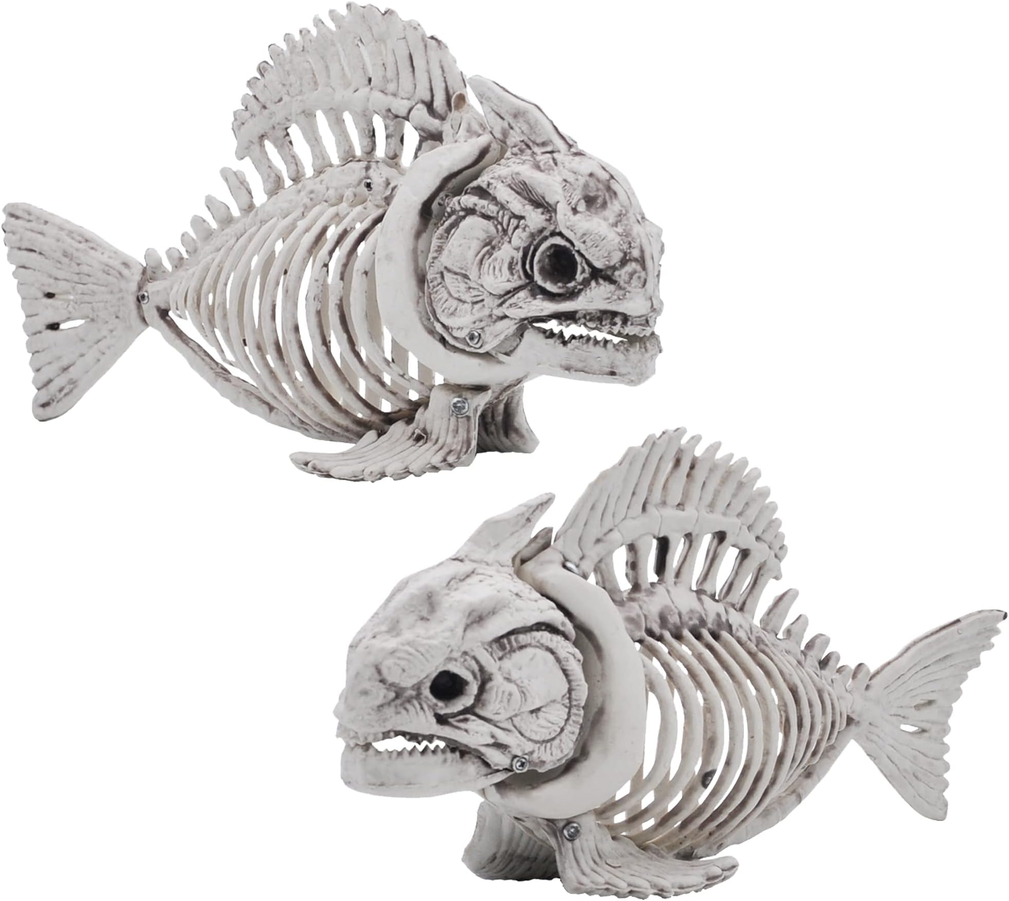 JOYIN Halloween Decoration 2 PCs 9.5” Pose-N-Stay Fish Skeleton Plastic Bones with Posable Joints for Pose Skeleton Prop Indoor/Outdoor Spooky Scene Party Favors Décor.