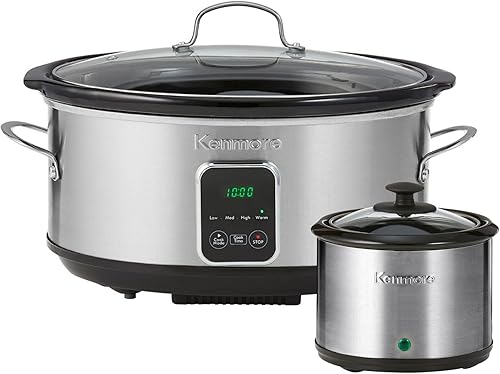 Kenmore Olla de cocción lenta Olla programable con gotero, cocinas eléctricas de acero inoxidable, arroz caliente y sopa de guiso de sous vide para