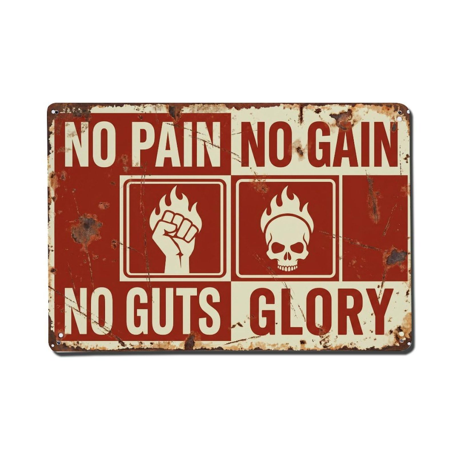 No Pain Gain Guts Retro Motivational Slogans Metal Tin Sign Plaque Wall Decor for Cafe, Club Bar, Office, Home Garden Metal Poster 8x12Inch
