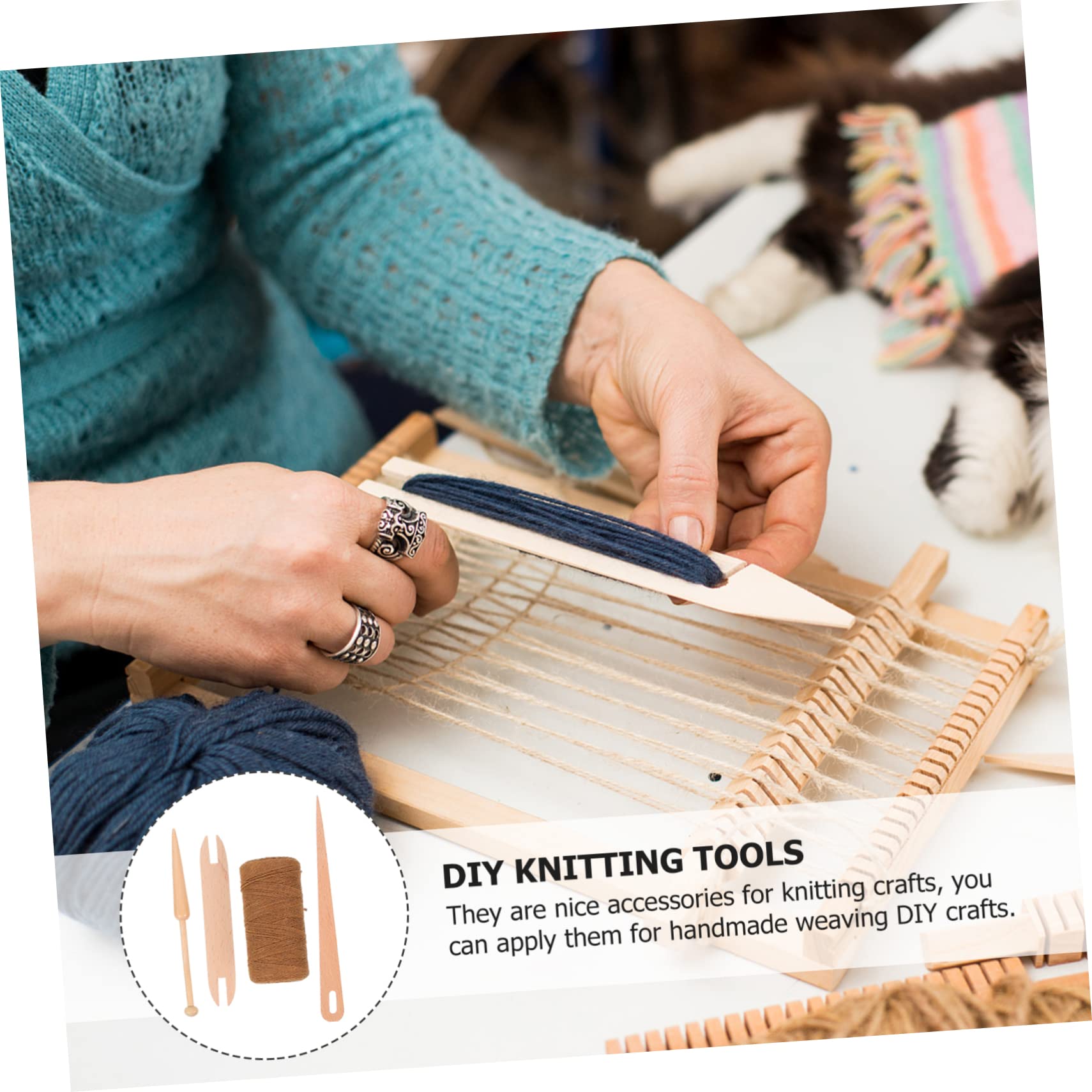 HOMSFOU 3 Ensembles Kit Outils de Tricot Ensemble de Métiers à DIY pour Adultes Aiguilles à Tricoter avec Fil Coton Activités Manuelles et Apprentissage Créatif