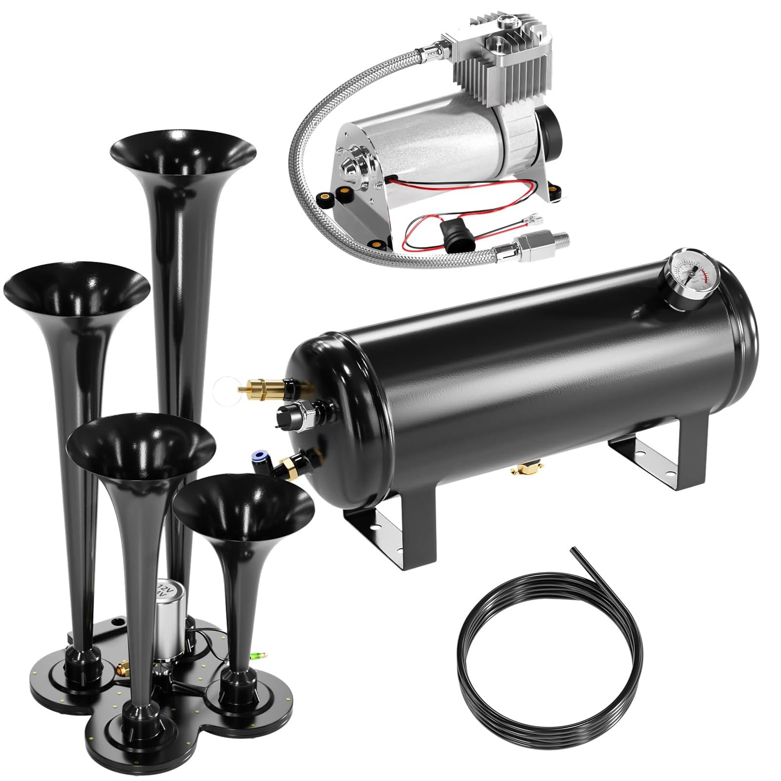 BAVNNRO 6L Black Train Horn Kit