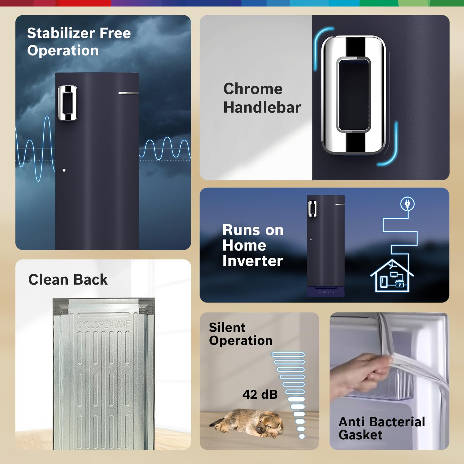 Bosch 226 L,4 star,Smart Inverter,Direct-Cool Single Door Refrigerator,Dark Lake(CST22U14PI)|18 Hrs Cooling Retention|2.5X Faster Cooling|XL Vegetable Box|Base Drawer|Delicate & Everyday Veggies Box 42 71gN9okROOL. SL1500