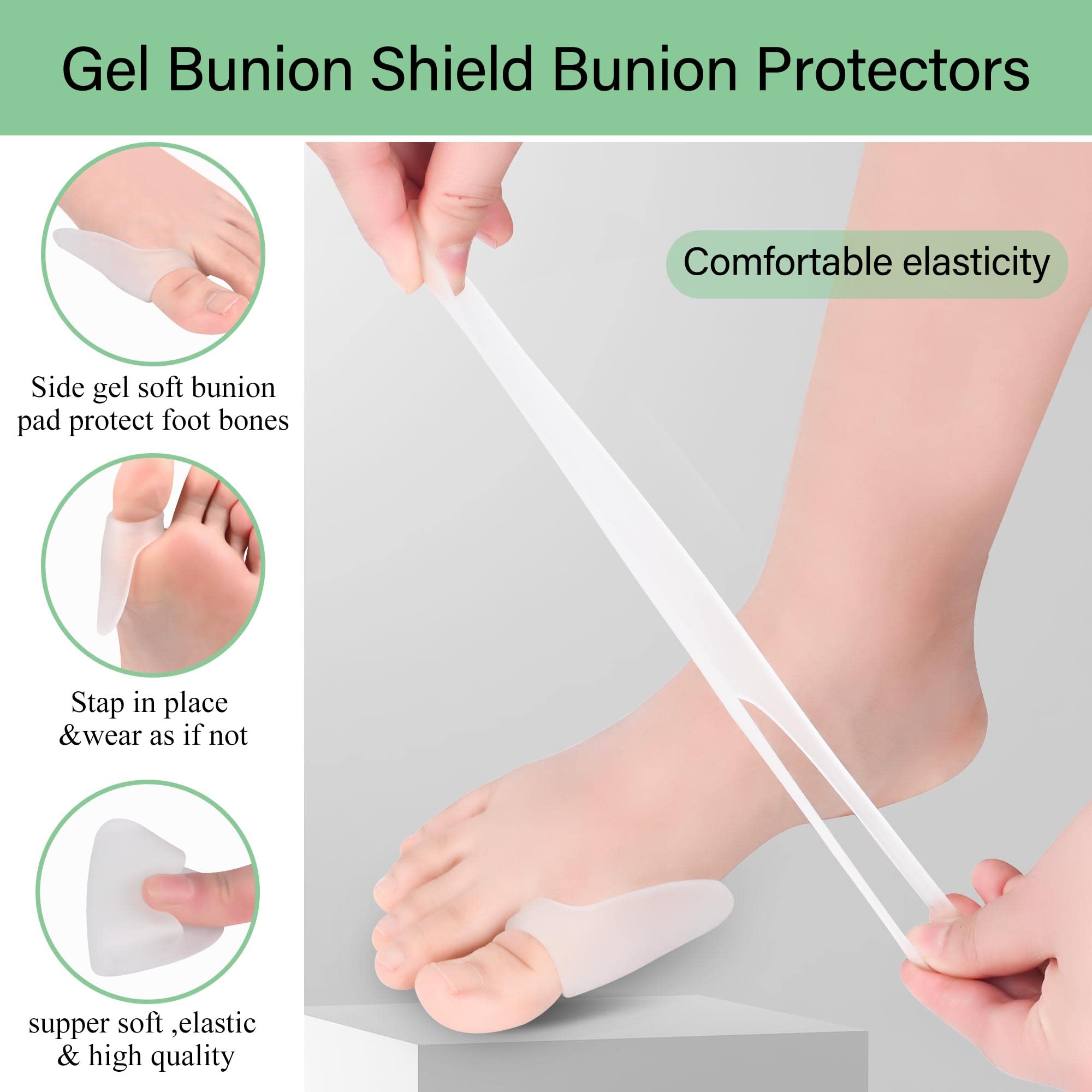 8 cuscinetti protettivi in gel per alluce valgo, protezioni per alluce valgo e alluce valgo, per uomini e donne, per alleviare il dolore e prevenire vesciche, sfregamenti e calli, prenditi cura