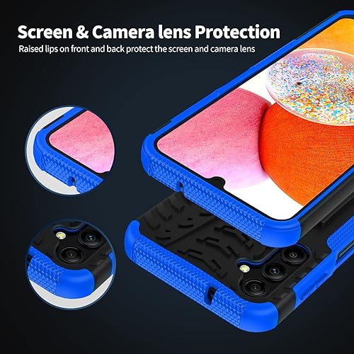 Miniatura 7 de Funda para Samsung Galaxy A14 5G con 2 protectores de pantalla, grado militar, a prueba de golpes, resistente y resistente, con función atril para