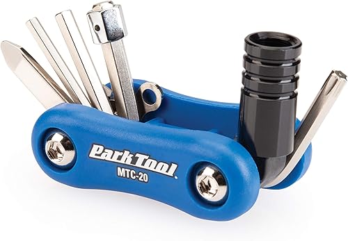 Park Tool MTC-20 - Multiherramienta para bicicleta con llaves hexagonales de 3, 4, 5 y 0.315 in, T25, destornillador y adaptador de inflador de CO
